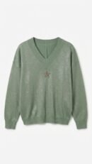Pull Scintillant Etoile vert sauge